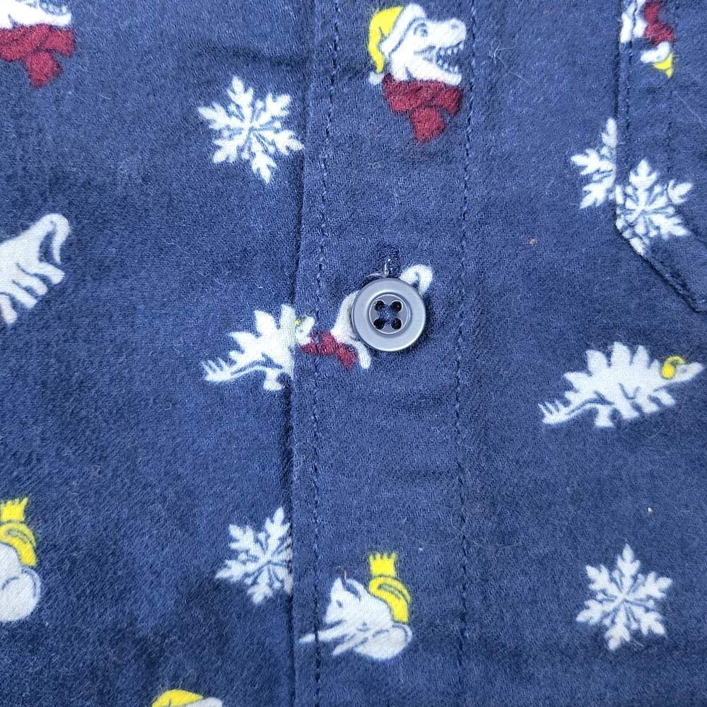365 Kids Garanimals Boys Navy Dinosaur Pattern Long Sleeve Button Shirt Sz 7 New